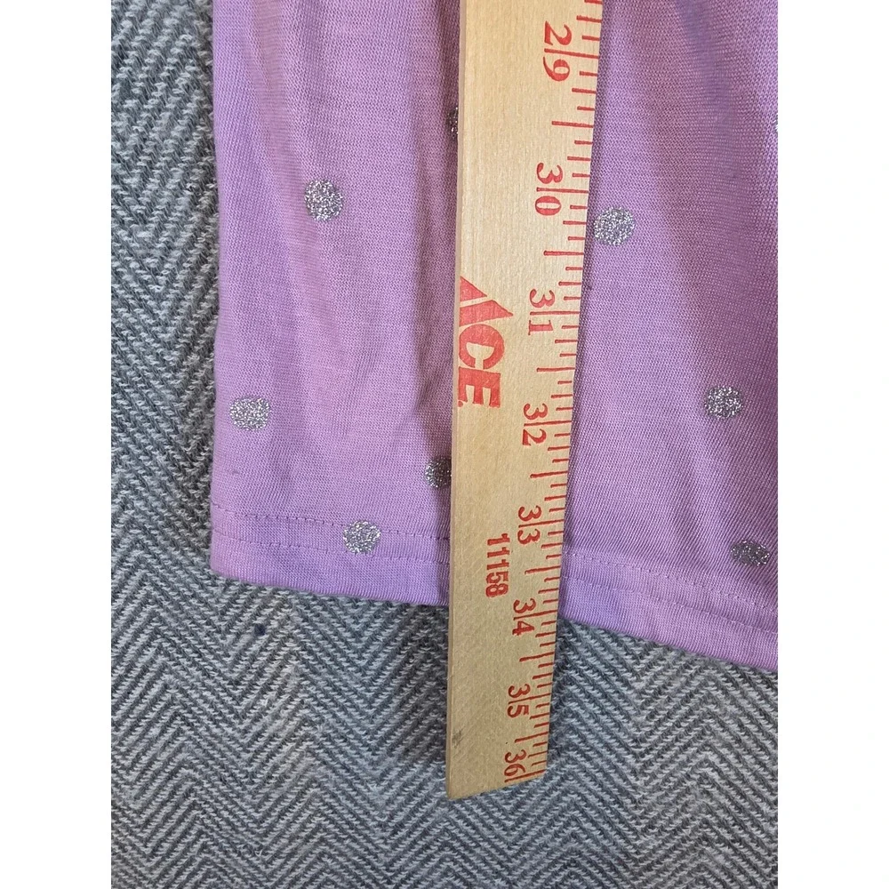 Carters Girls Purple Silver Glitter Polka Dot Long Sleeve Nightgown Size 12-14A